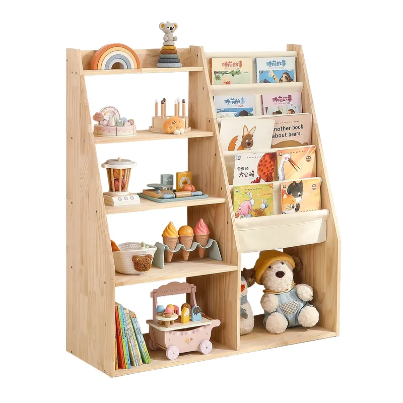 Baby Nursery Bookshelf - رف كتب خشبي صلب للأطفال، رف
