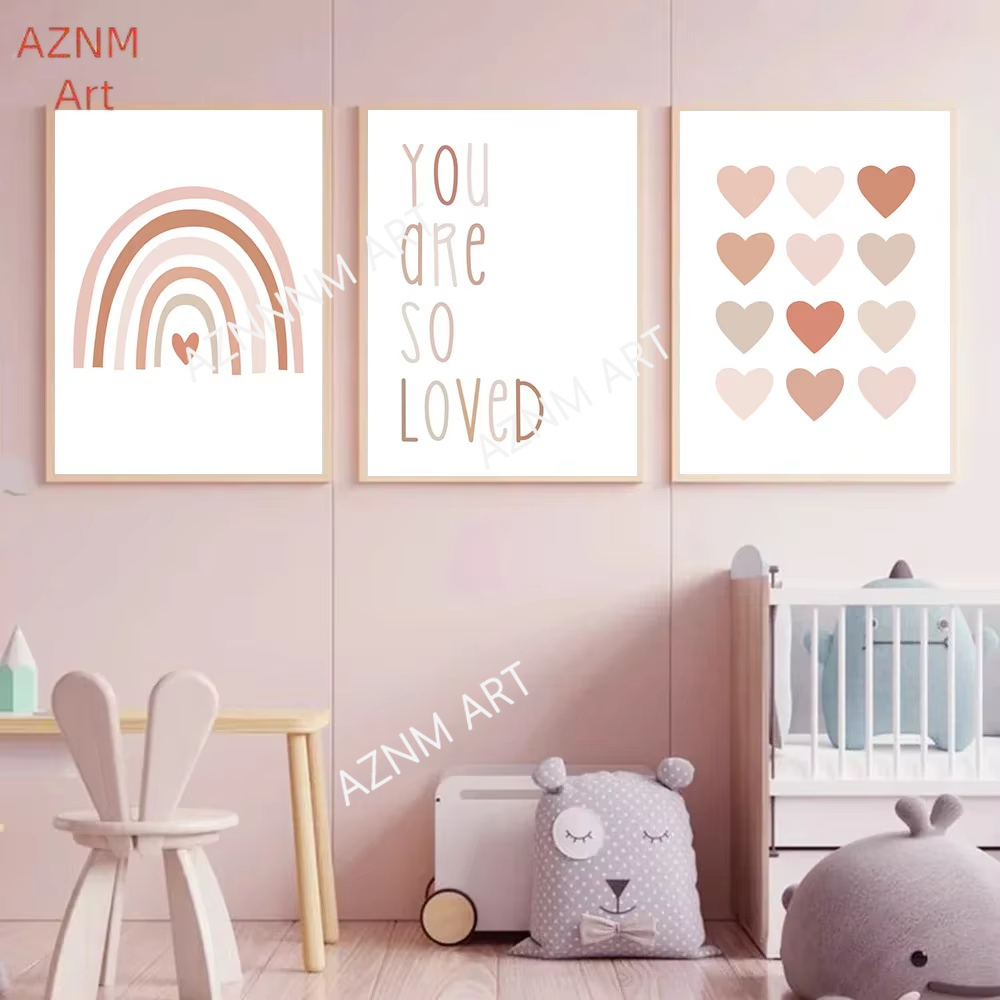 Baby Nursery Art - 1/3 قطعة ، الكرتون القلب قوس