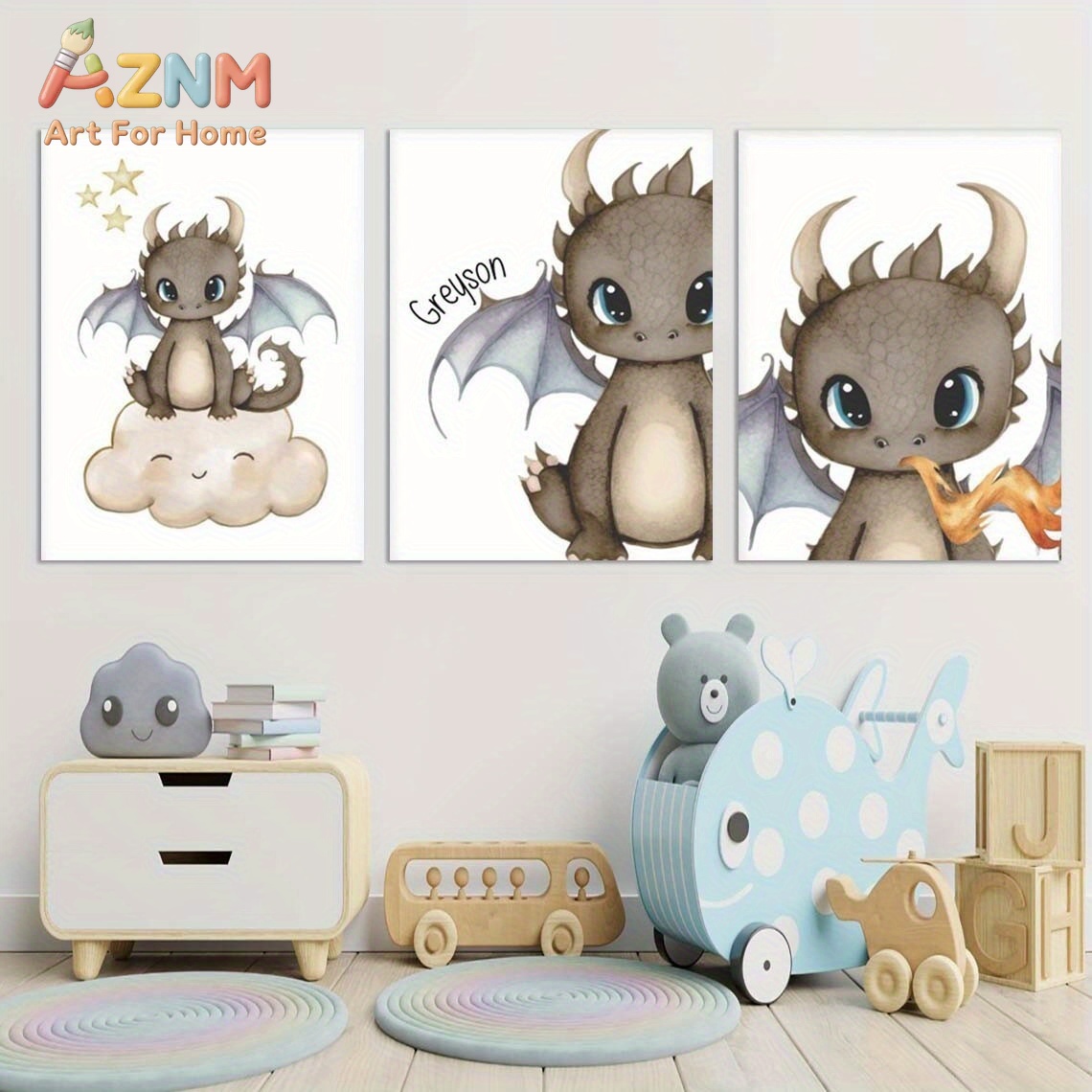 Baby Nursery Art - لوحة فنية جدارية قماشية من AZNM
