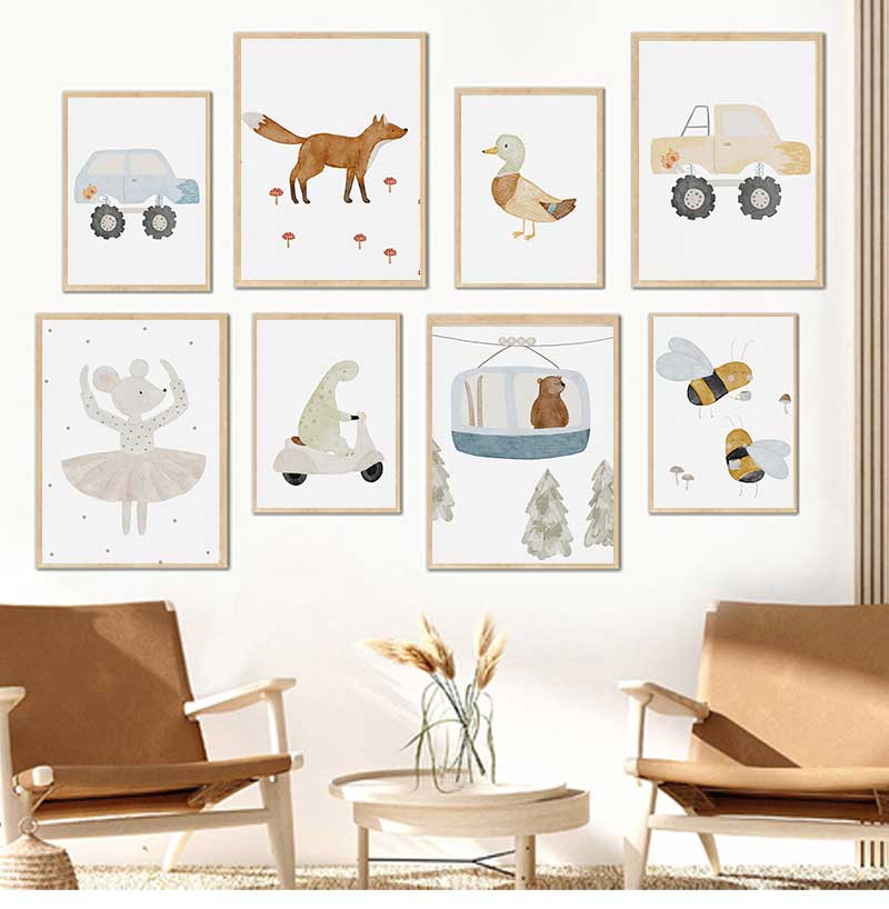 Baby Nursery Art - ملصقات وطباعات كرتونية على شكل إوزة