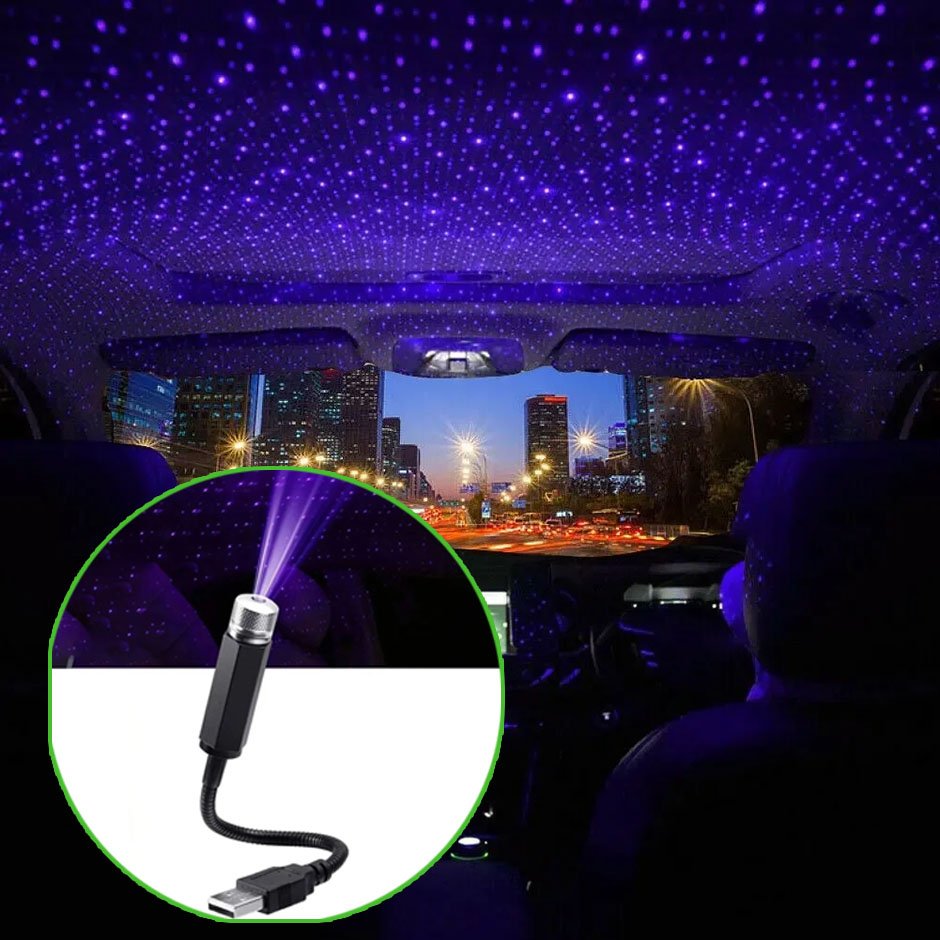 Night Light Projector Stars - مصباح ليلي LED صغير للسيارة بتأثير