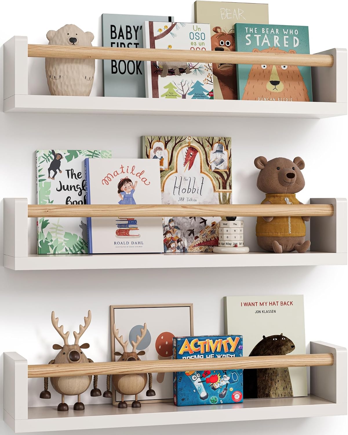Baby Nursery Bookshelf - مجموعة من 3 رفوف كتب عائمة