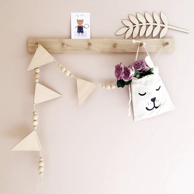 Baby Nursery Garland - غرفة الطفل جارلاند خشبية راية مثلثة