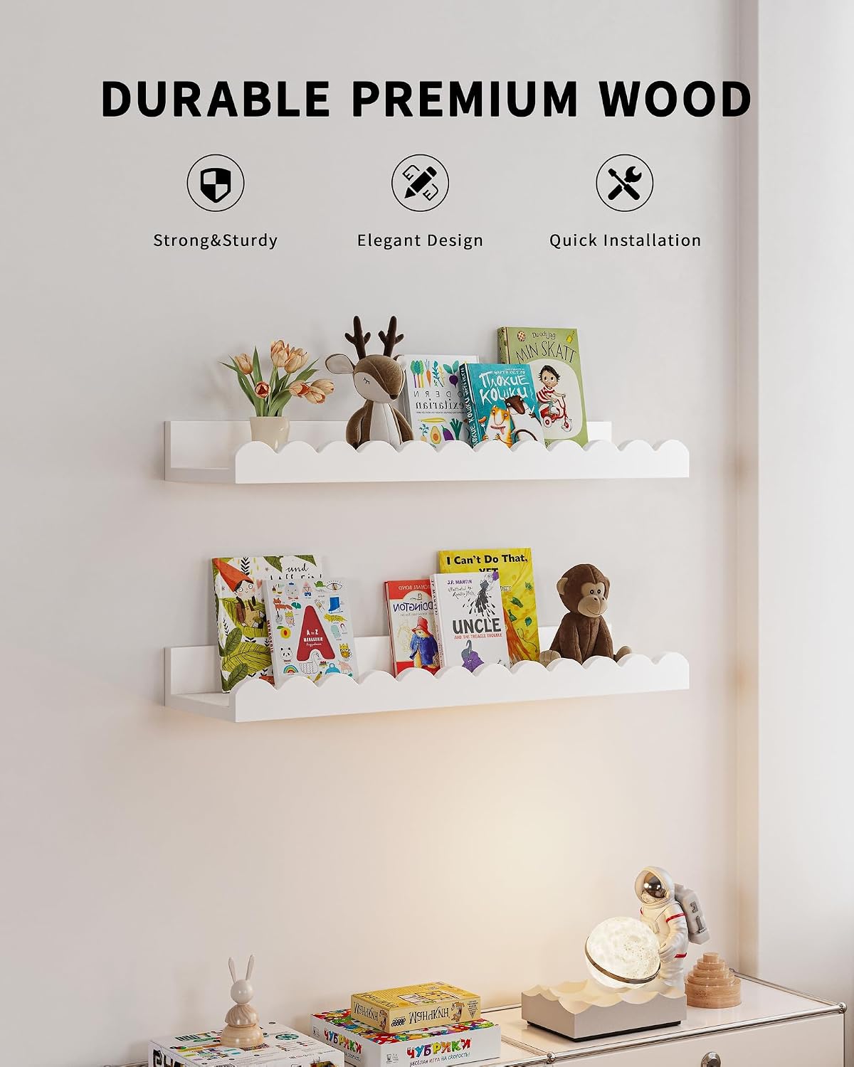 مجموعة من 4 رفوف كتب عائمة بيض - مراجعة Baby Nursery Bookshelf وسعره