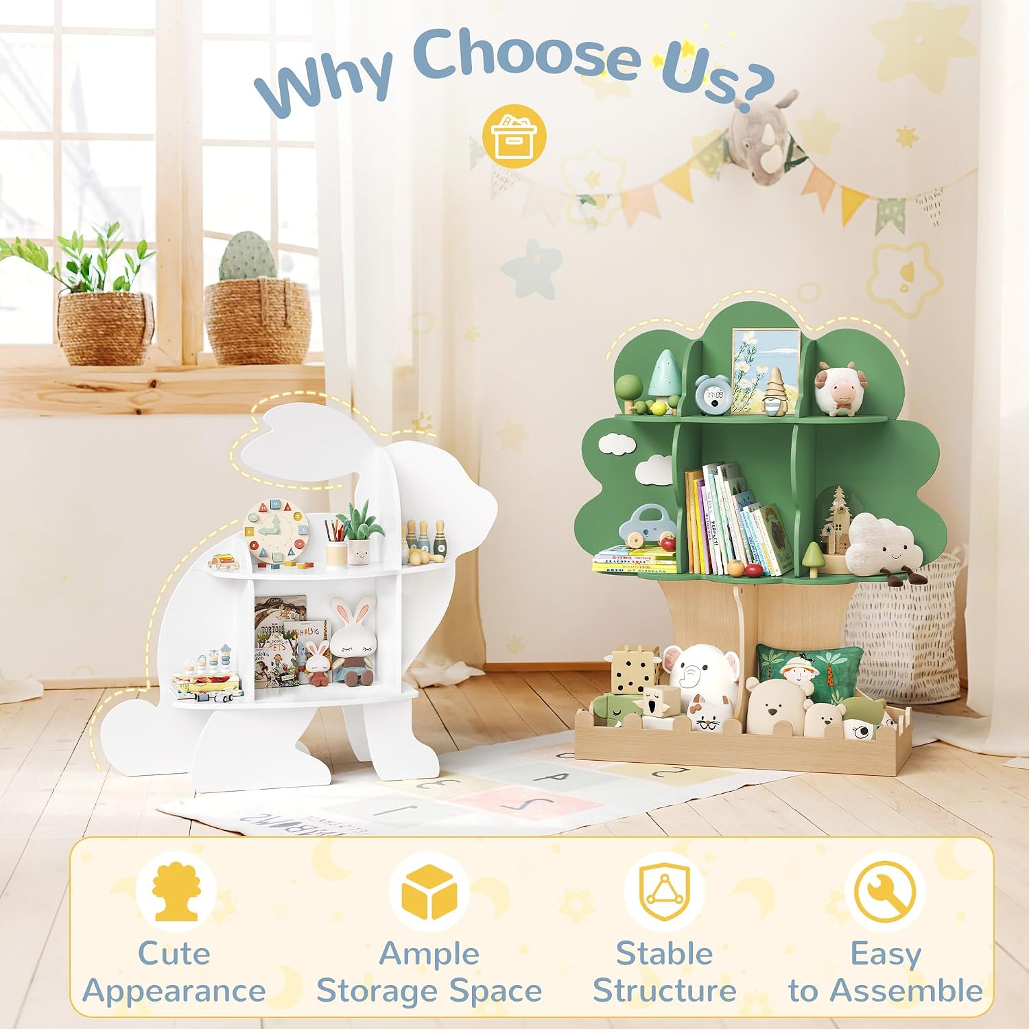 رف كتب خشبي للأطفال على شكل شج - مراجعة Baby Nursery Bookshelf وسعره