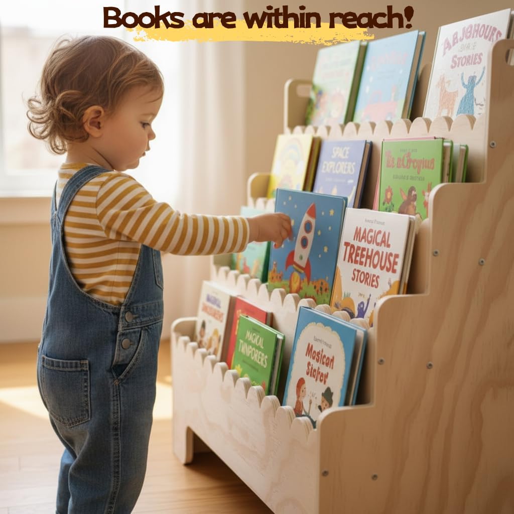 رف كتب للأطفال بأربعة مستويات، - مراجعة Baby Nursery Bookshelf وسعره