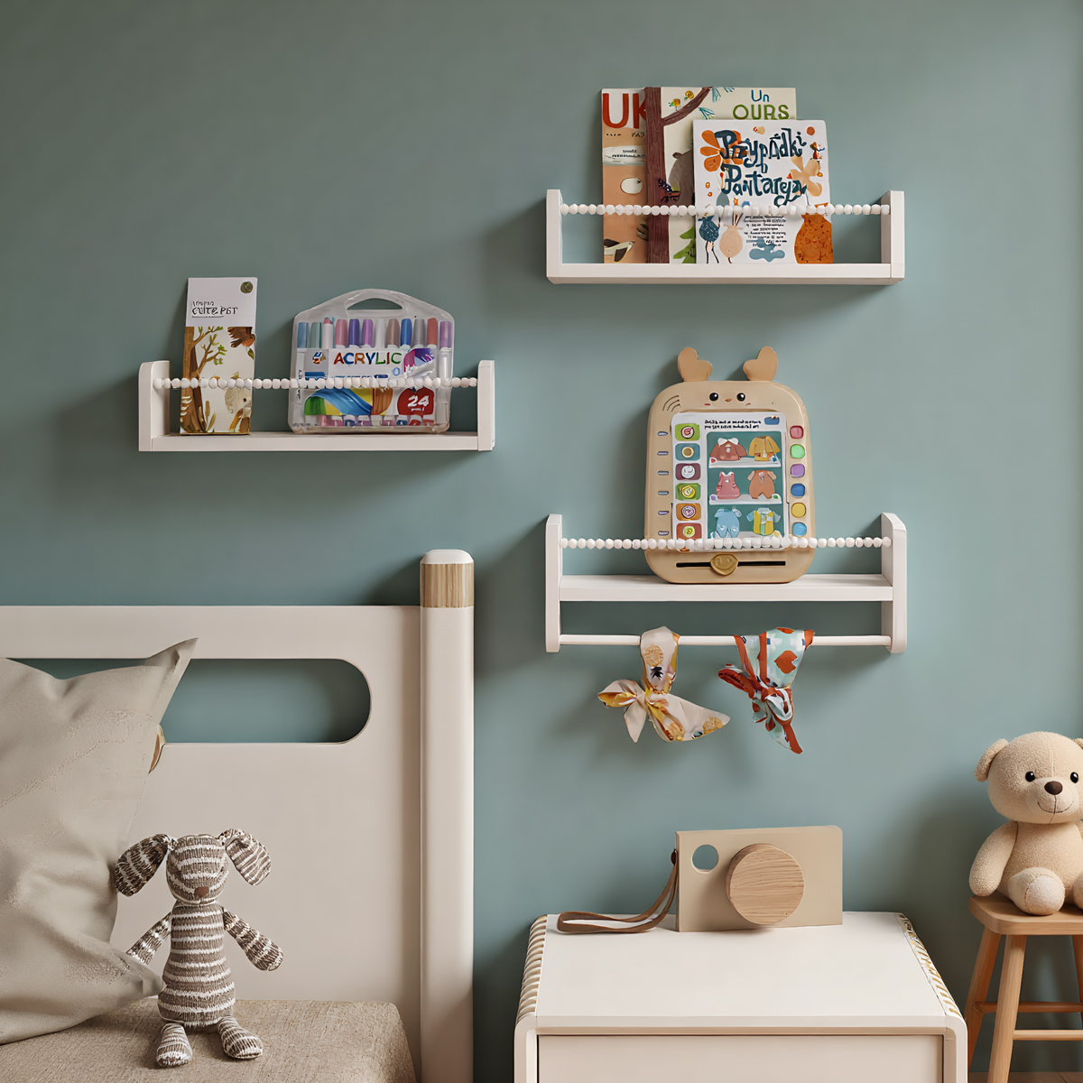 رفوف كتب معلقة للحضانة، رف كتب - مراجعة Baby Nursery Bookshelf وسعره